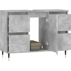 vidaXL Badkamerkast 80x33x60 cm bewerkt hout betongrijs