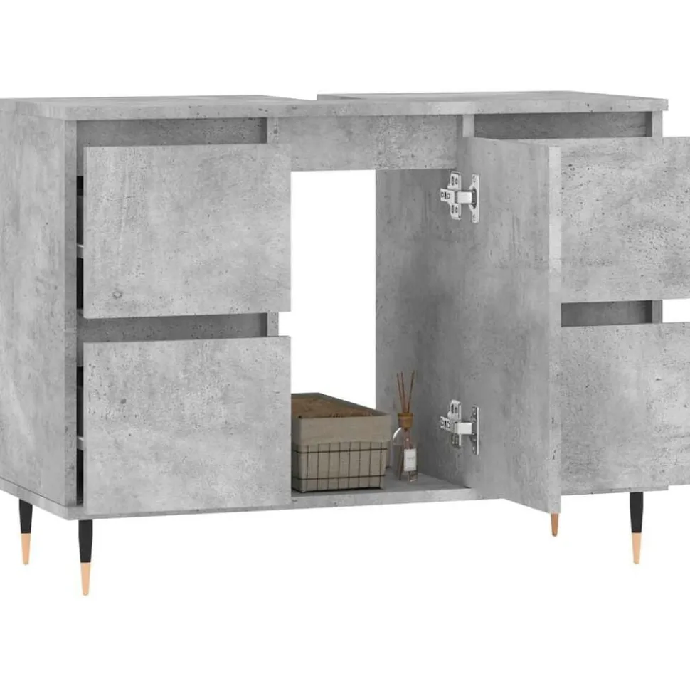 vidaXL Badkamerkast 80x33x60 cm bewerkt hout betongrijs