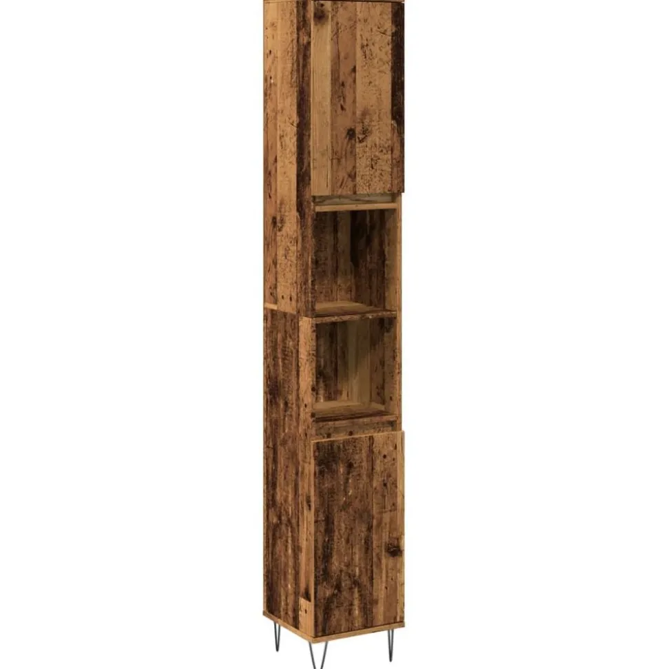 vidaXL Badkamerkast 30x30x190 cm bewerkt hout oud houtkleurig