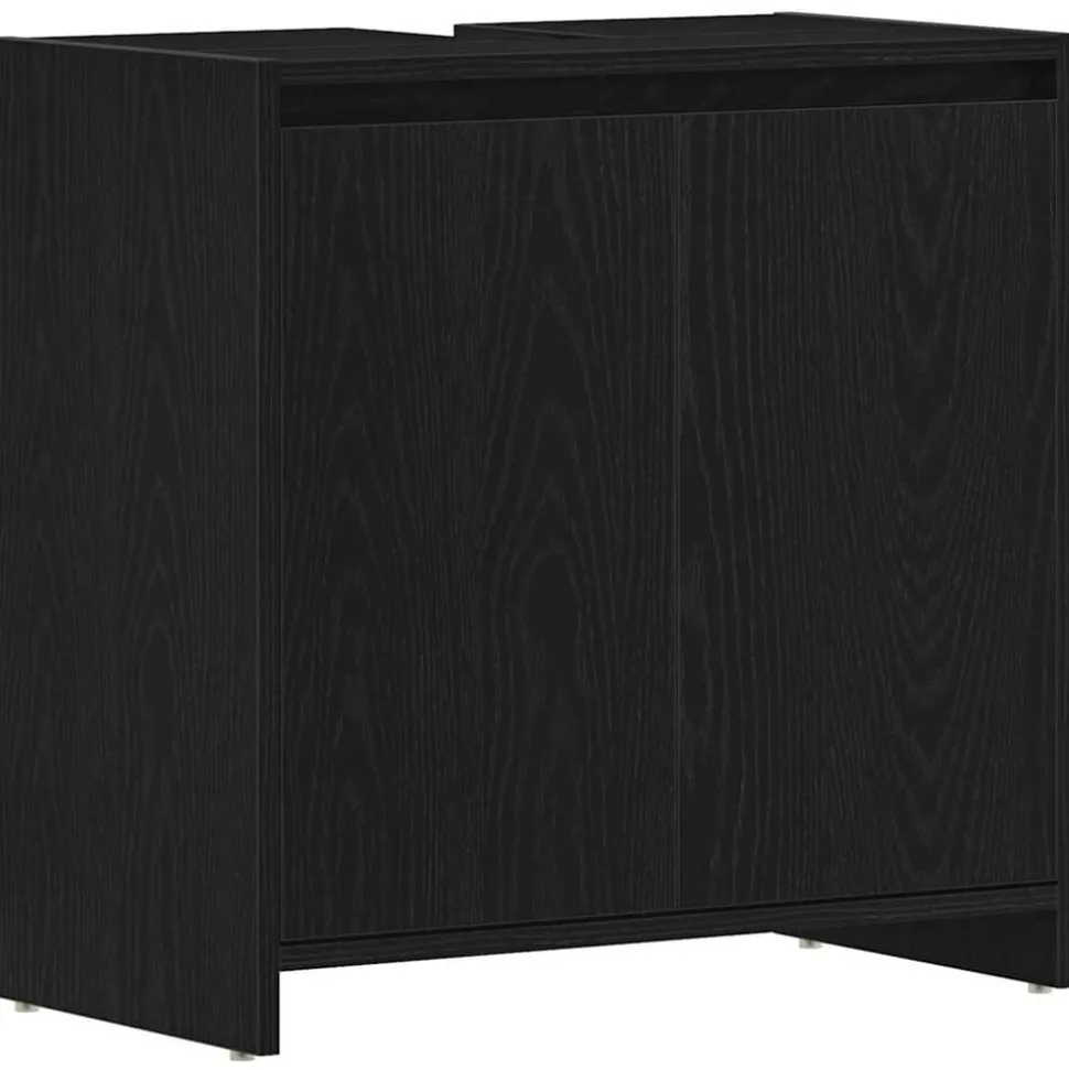 vidaXL Badkamerkast 60x33x60 cm spaanplaat zwart eikenkleurig