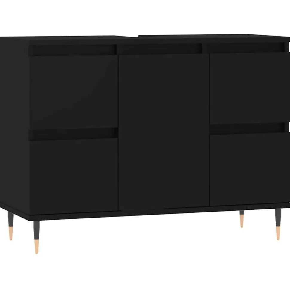 vidaXL Badkamerkast 80x33x60 cm bewerkt hout zwart