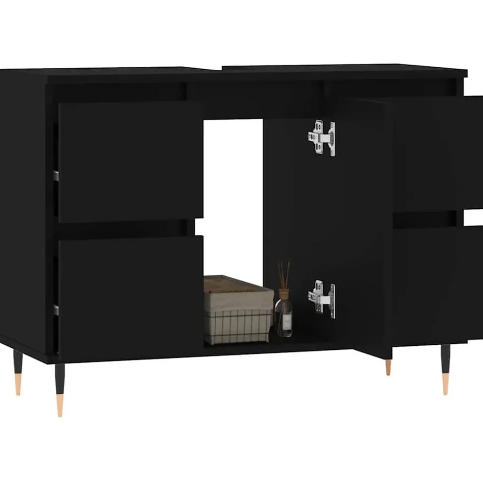 vidaXL Badkamerkast 80x33x60 cm bewerkt hout zwart