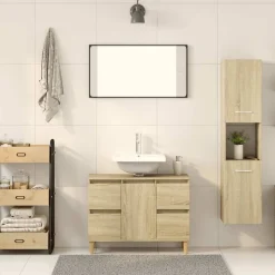 vidaXL Badkamerkast 30x30x130 cm spaanplaat sonoma eikenkleurig