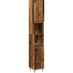 vidaXL Badkamerkast 30x30x190 cm bewerkt hout oud houtkleurig
