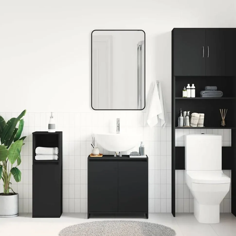 vidaXL Badkamerkast 60x33x61 cm bewerkt hout zwart