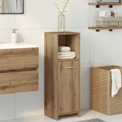vidaXL Badkamerkast 30x30x95 cm bewerkt hout artisanaal eikenkleur