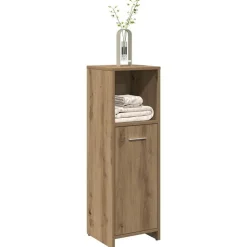 vidaXL Badkamerkast 30x30x95 cm bewerkt hout artisanaal eikenkleur