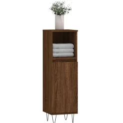 vidaXL Badkamerkast 30x30x100 cm bewerkt hout bruin eikenkleur