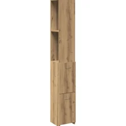 vidaXL Badkamerkast 25x25x170 cm bewerkt hout artisanaal eikenkleurig