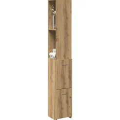 vidaXL Badkamerkast 25x25x170 cm bewerkt hout artisanaal eikenkleurig