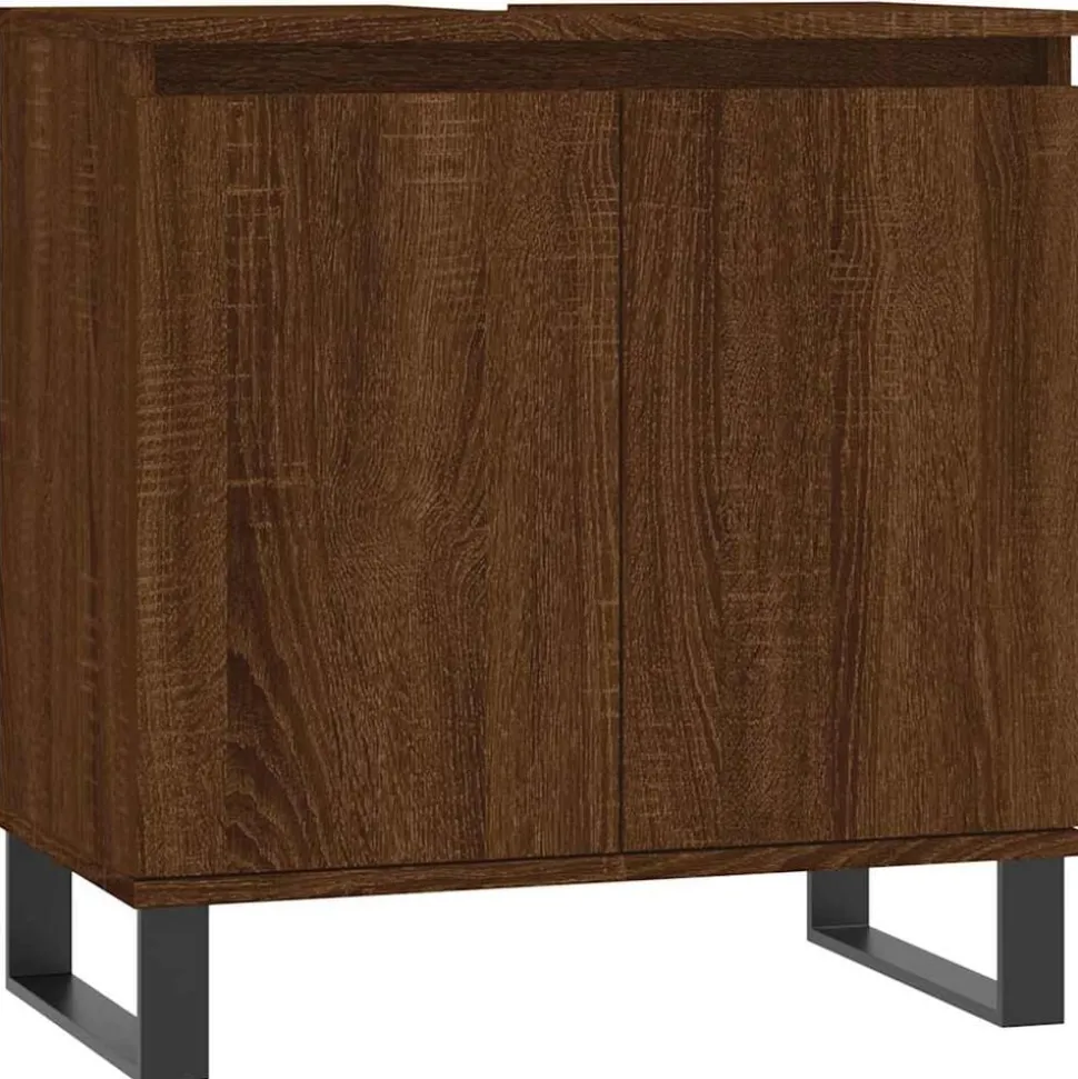 vidaXL Badkamerkast 58x33x60 cm bewerkt hout bruin eikenkleur