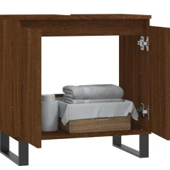 vidaXL Badkamerkast 58x33x60 cm bewerkt hout bruin eikenkleur