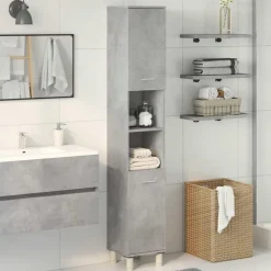 vidaXL Badkamerkast 30x30x179 cm spaanplaat betongrijs