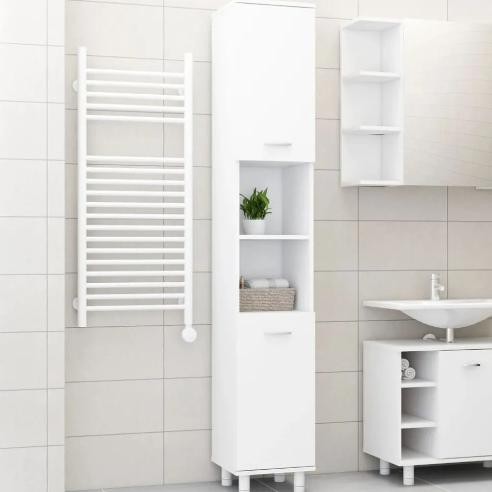 vidaXL Badkamerkast 30x30x179 cm spaanplaat wit