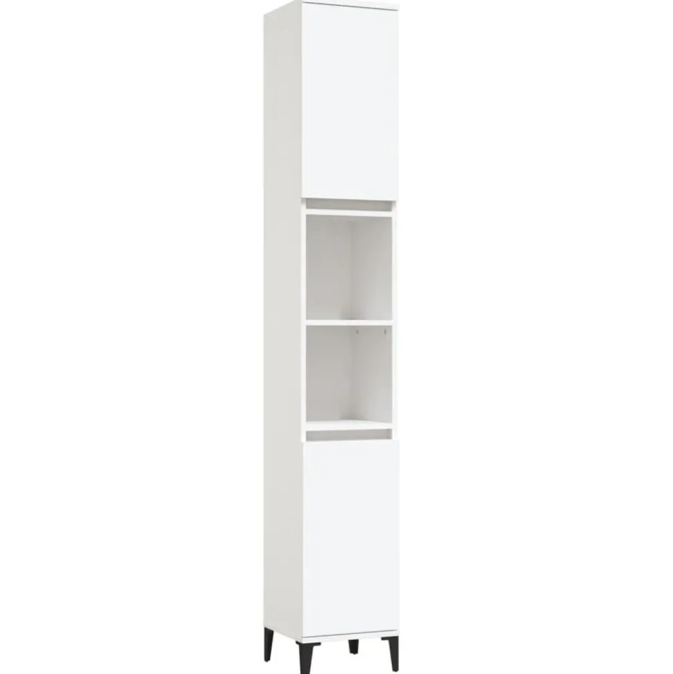 vidaXL Badkamerkast 30x30x190 cm bewerkt hout wit