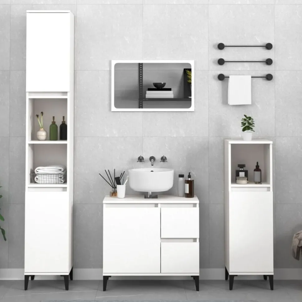vidaXL Badkamerkast 30x30x190 cm bewerkt hout wit