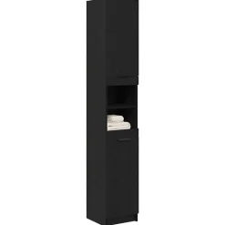 vidaXL Badkamerkast Zwarte eik 32 x 34 x 188,5 cm Geconstrueerd hout
