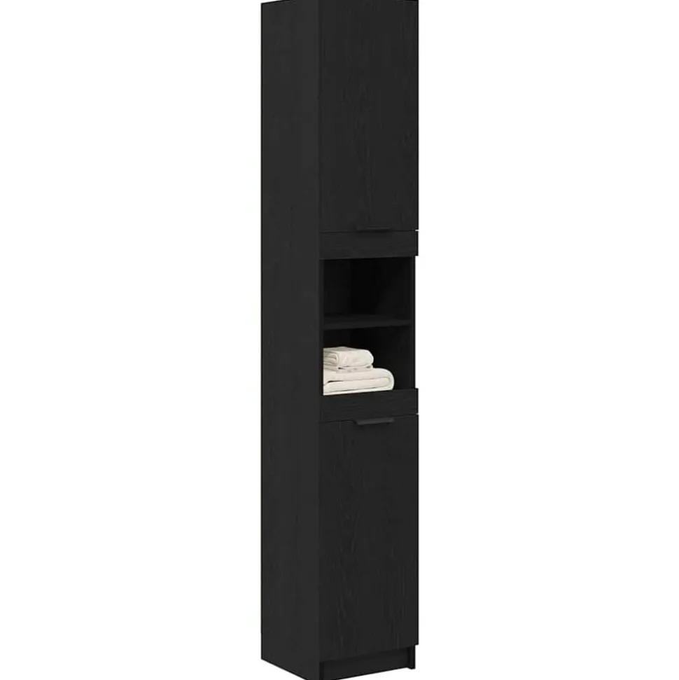 vidaXL Badkamerkast Zwarte eik 32 x 34 x 188,5 cm Geconstrueerd hout