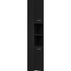 vidaXL Badkamerkast Zwart Eiken 30x30x183,5 cm Bewerkt Hout