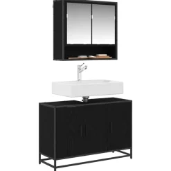 vidaXL Badkamerkast Zwart Eiken 90 x 33 x 60 cm Bewerkt hout
