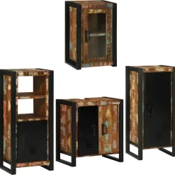 vidaXL Badkamermeubelset 4 pcs Multikleur Massief gerecycled hout