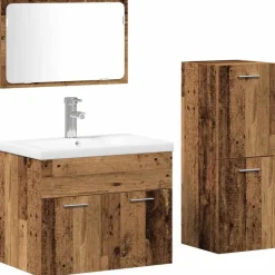 vidaXL Badkamermeubelset Wandgemonteerd 4 pcs Bruin Bewerkt hout
