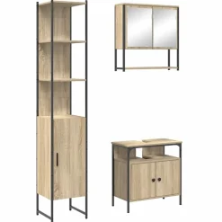 vidaXL Badkamermeubelset met plank 3 pcs Sonoma Eiken Bewerkt hout