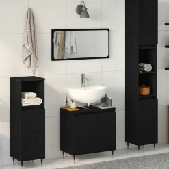 vidaXL Badkamermeubelset met opslag 3 pcs Zwart Eiken 30 x 30 x 190 cm