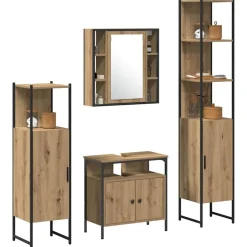 vidaXL Badkamermeubelset met plank 4 pcs Artisan Eiken Bewerkt hout