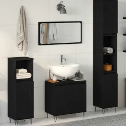vidaXL Badkamermeubelset met opslag 3 pcs Zwart Eiken 30 x 30 x 190 cm
