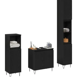 vidaXL Badkamermeubelset met opslag 3 pcs Zwart Eiken 30 x 30 x 190 cm