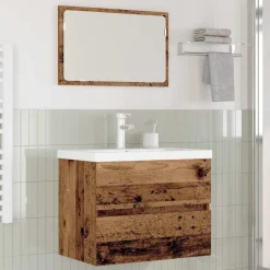 vidaXL Badkamermeubelset met lade 3 pcs Oud Hout Bewerkt hout