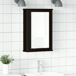 vidaXL Badkamerspiegelkast 42x12x60 cm spaanplaat zwart eikenkleurig