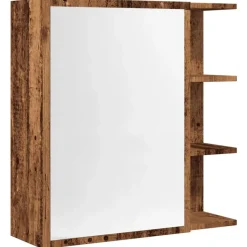 vidaXL Badkamerspiegelkast 62,5x20,5x64cm bewerkt hout oud houtkleurig