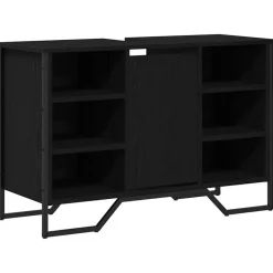 vidaXL Badkamertenk te kast Zwart Eiken 91 x 35 x 60 cm Bewerkt hout
