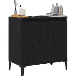 vidaXL Badkamertenk te kast Zwart Eiken 58 x 33 x 60 cm Bewerkt hout