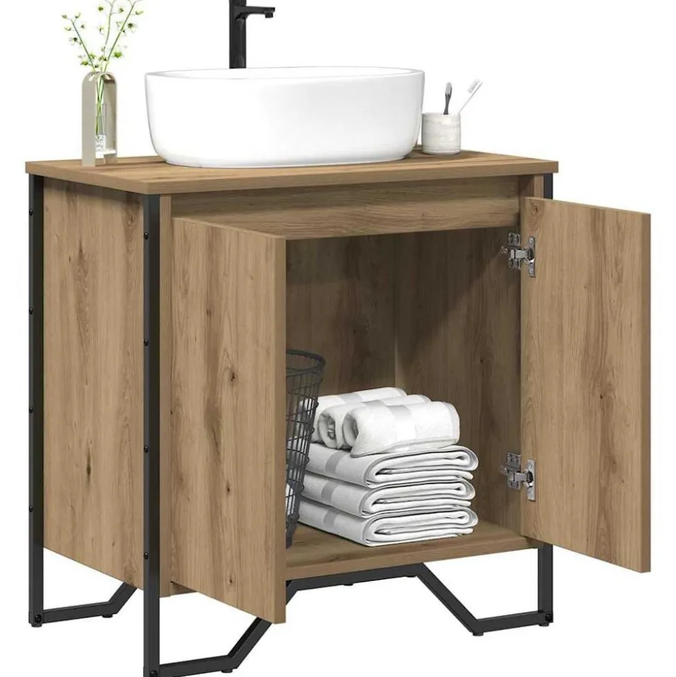 vidaXL Badkamertenk te kast Artisan Eiken 60 x 35 x 60 cm Bewerkt hout