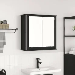 vidaXL Badkamerwandkast met spiegel 60x21x60 cm zwart eikenkleurig