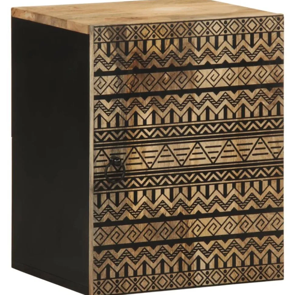 vidaXL Badkamerwandkast 38x33,5x48 cm massief mangohout zwart