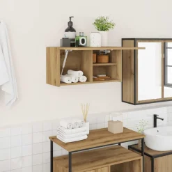 vidaXL Badkamerwandkast 60x25x30 cm bewerkt hout artisanaal eikenkleur
