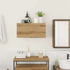 vidaXL Badkamerwandkast 60x25x30 cm bewerkt hout artisanaal eikenkleur