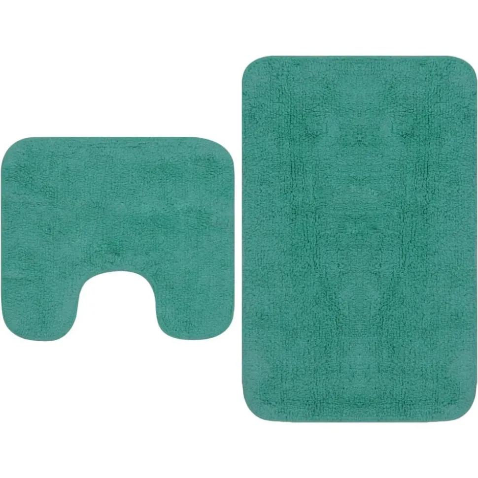 vidaXL Badmattenset stof turquoise 2-delig