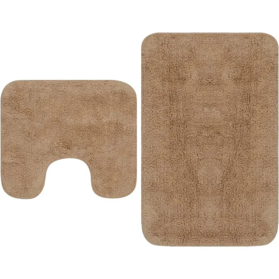 vidaXL Badmattenset stof beige 2-delig