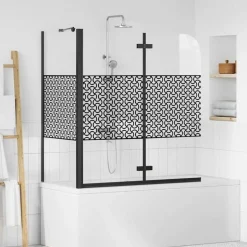 vidaXL Badwand gestreept 120x68x130 cm gehard glas