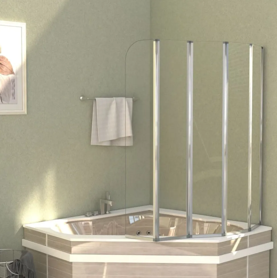 vidaXL Badwand 120x140 cm gehard glas transparant