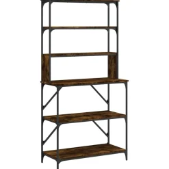 vidaXL Bakkersrek 6-laags 90x40x180 cm bewerkt hout gerookt eikenkleur