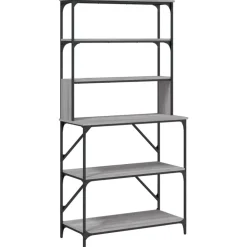 vidaXL Bakkersrek 6-laags 90x40x180 cm bewerkt hout grijs sonoma eiken