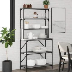 vidaXL Bakkersrek 6-laags 90x40x180 cm bewerkt hout grijs sonoma eiken
