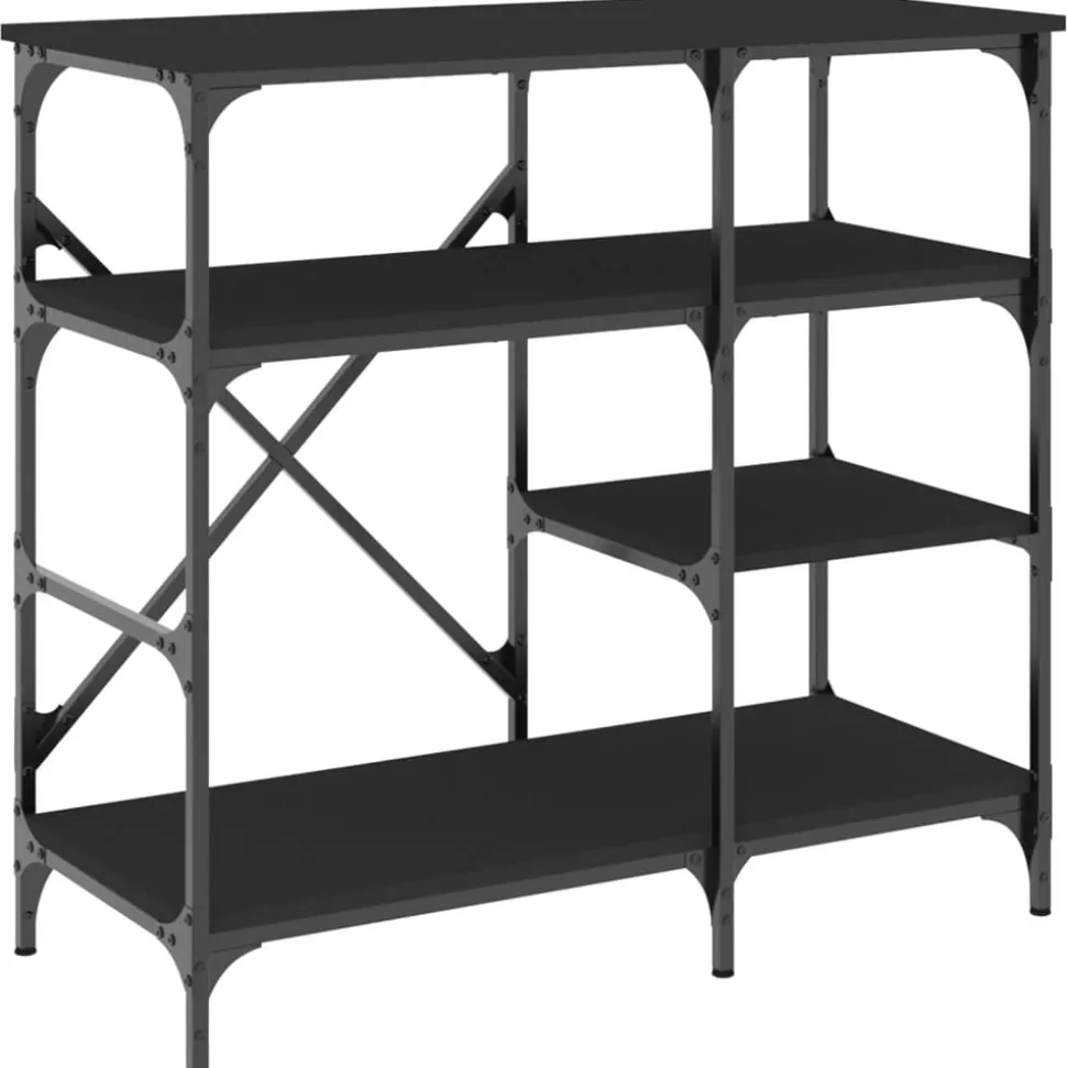 vidaXL Bakkersrek 90x40x84 cm bewerkt hout en metaal zwart