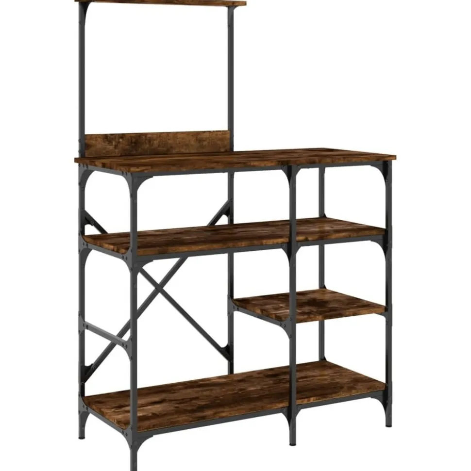 vidaXL Bakkersrek 90x40x132 cm bewerkt hout en metaal gerookt eiken